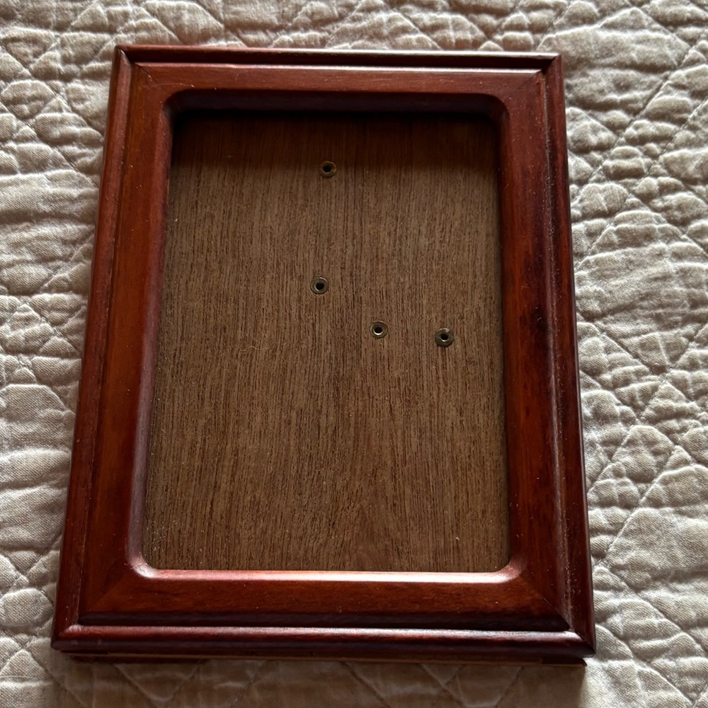 VTG Teak Picture Frame 5x7 Easel Back/Wall Hanging Dual Orientation Thailand